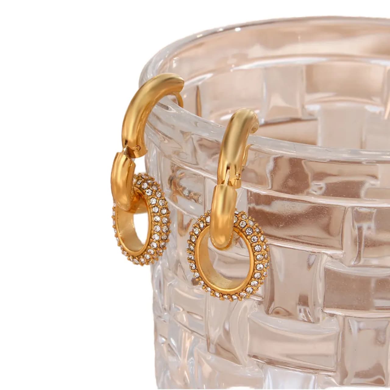 Radiant Gold-Plated Crystal Twist Hoop Earrings