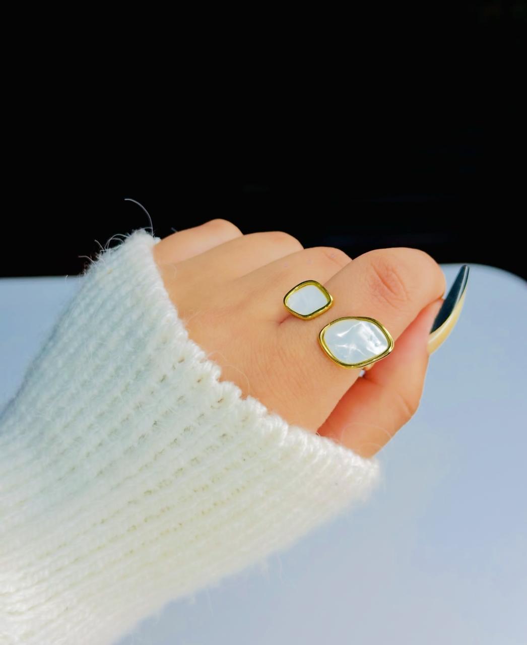 "Luna Duo" Mother-of-Pearl Statement Ring
