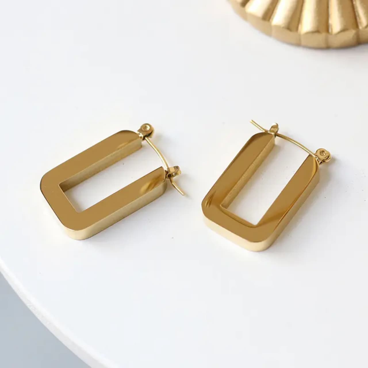 Rectangular Gold Hoop Earrings