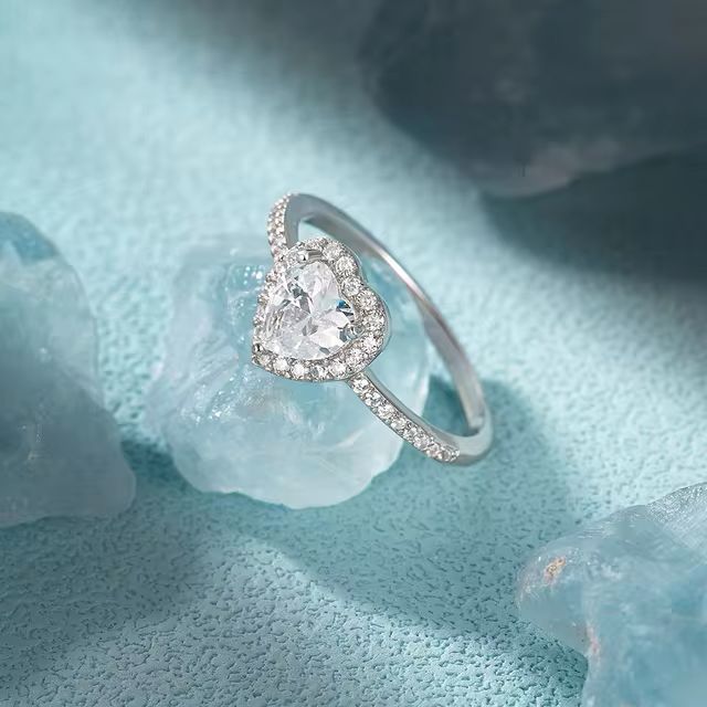 Radiant Heart Halo Moissanite Ring