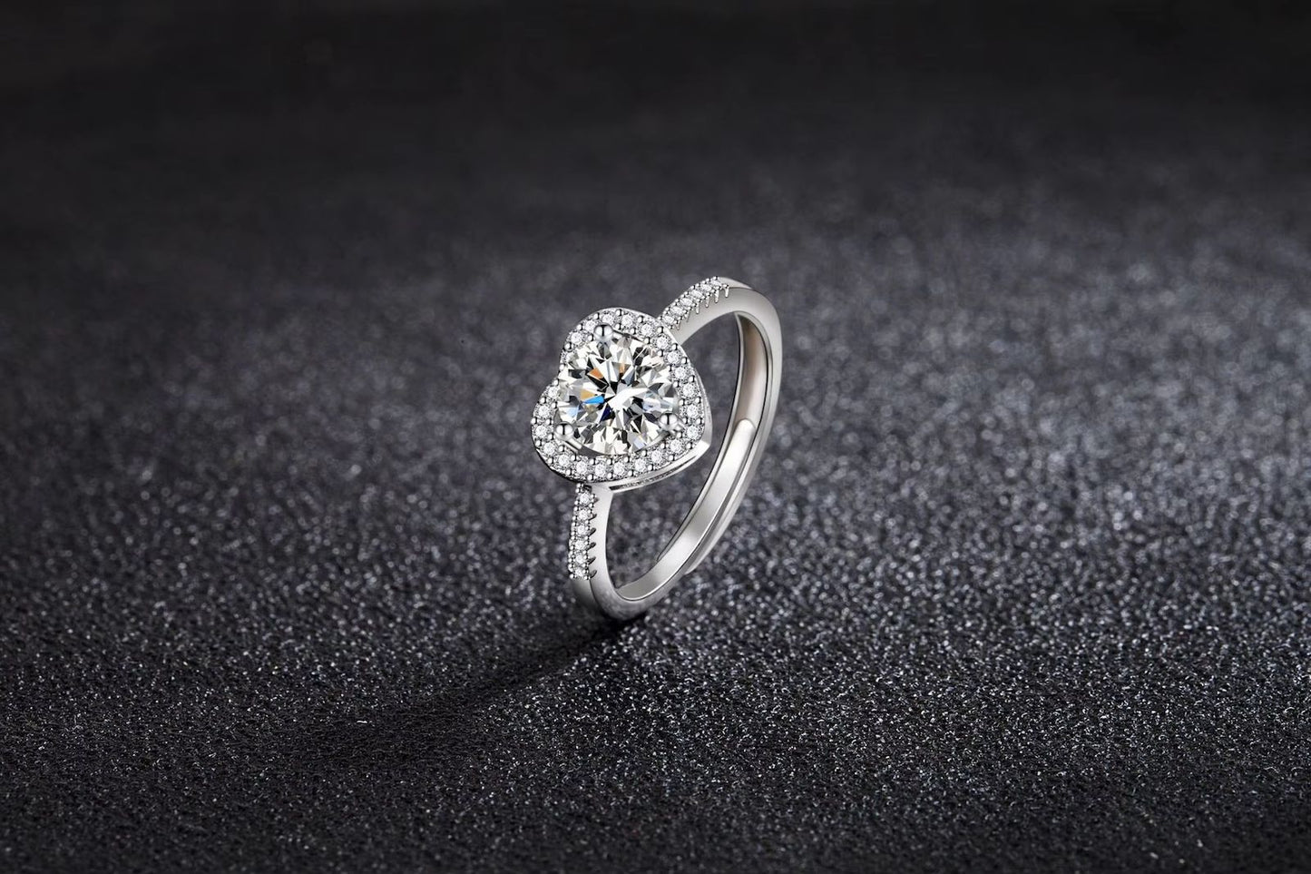 Radiant Heart Halo Moissanite Ring