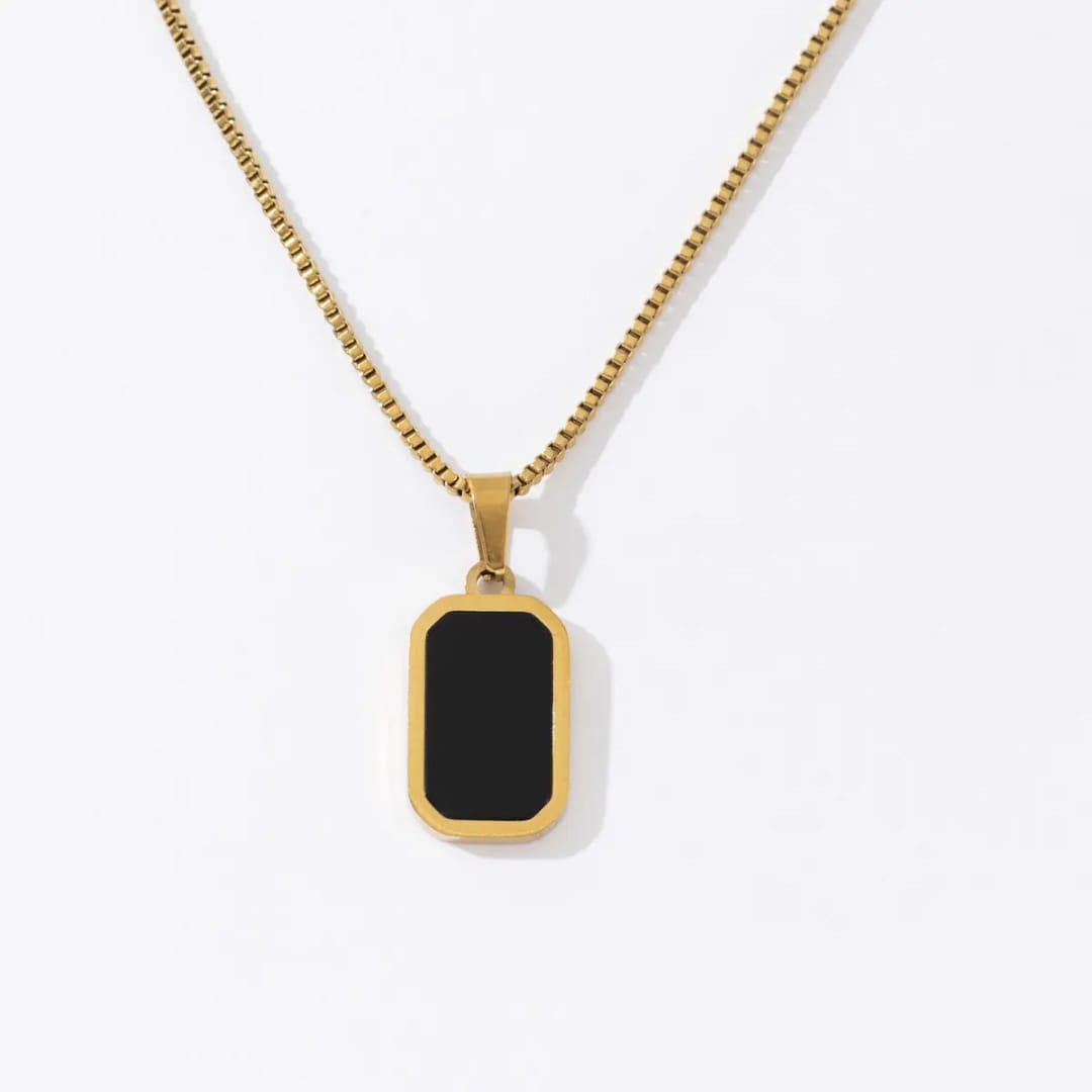 Black Stone Pendant Necklace