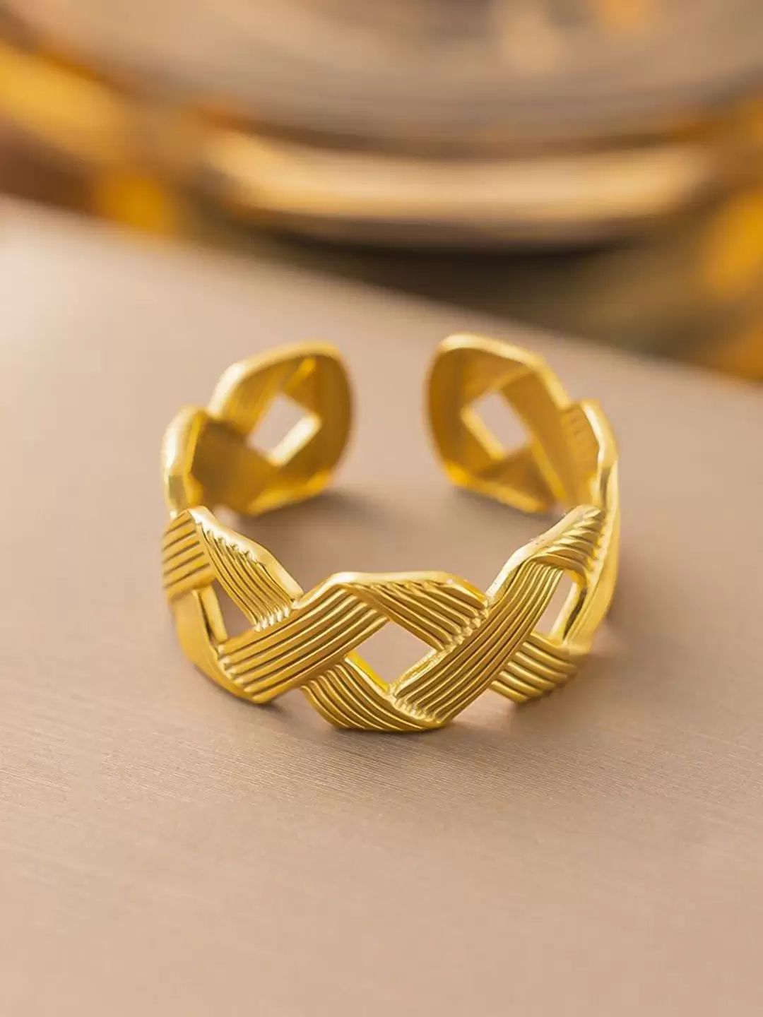 Golden Woven Harmony Ring