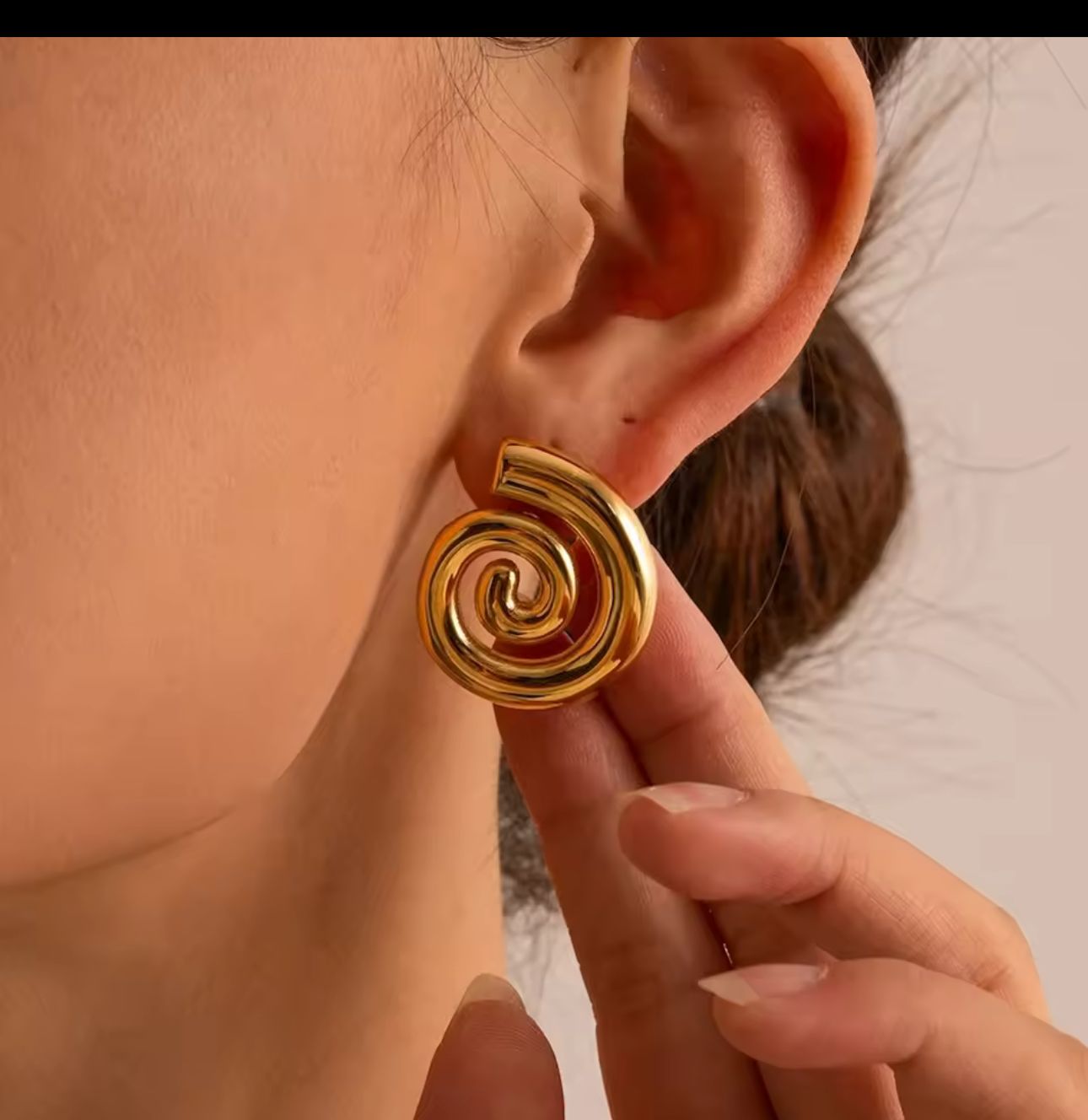 Golden Swirl Bold Statement Earrings