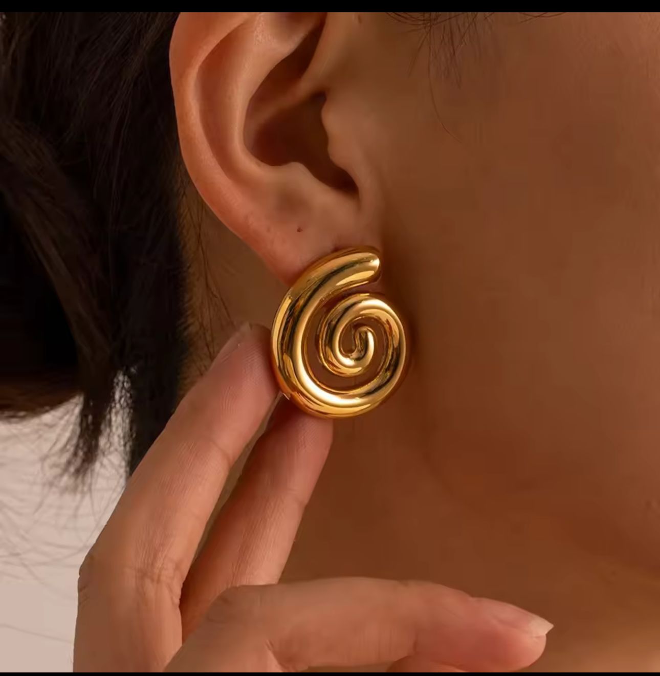 Golden Swirl Bold Statement Earrings