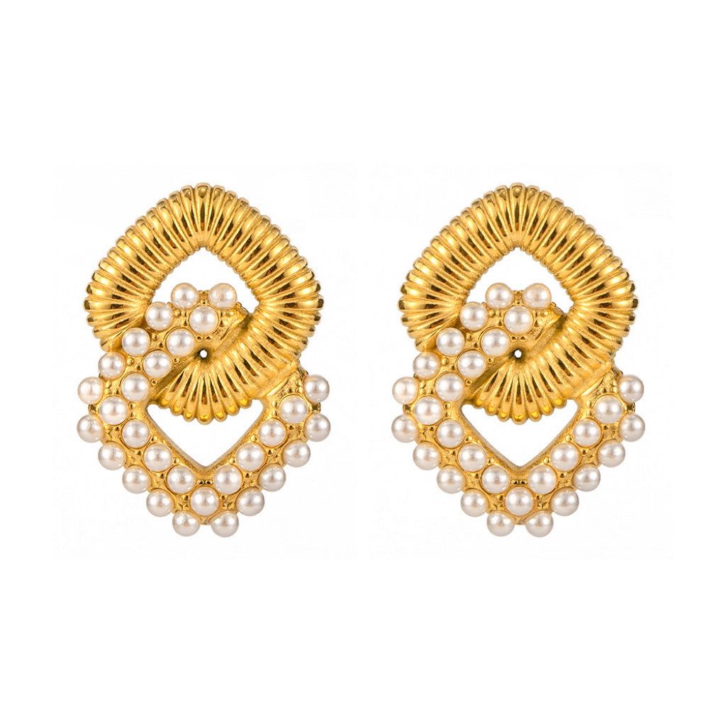 Regal Pearl Knot Statement Earrings
