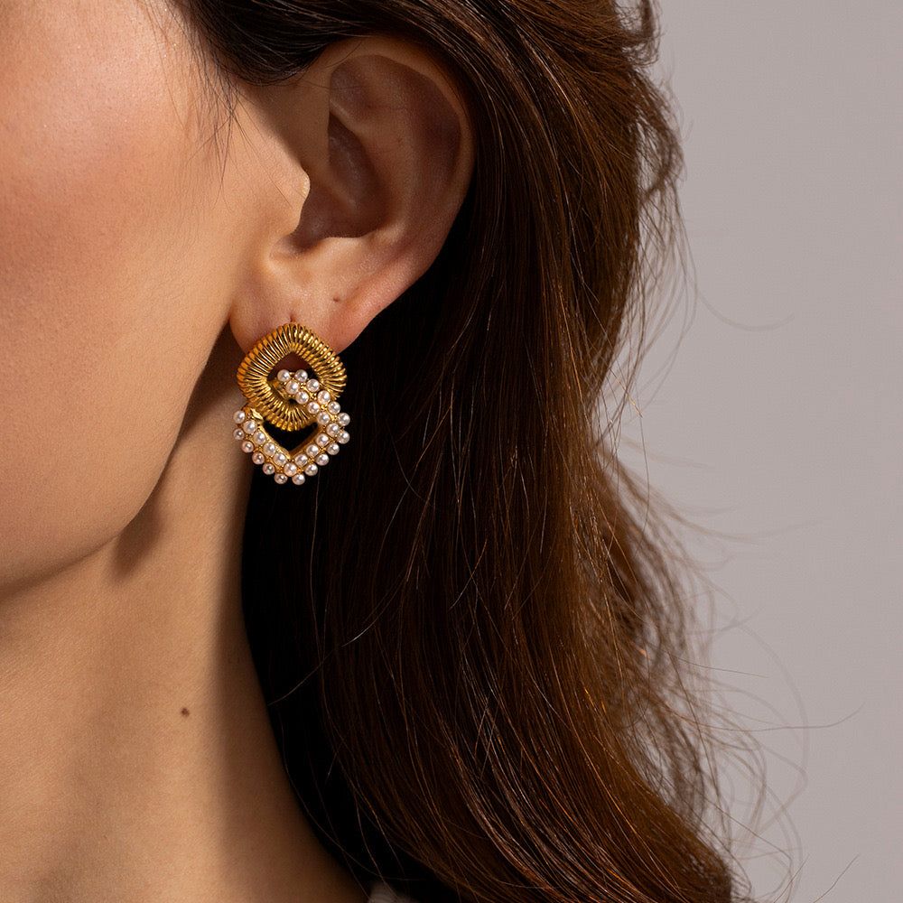 Regal Pearl Knot Statement Earrings