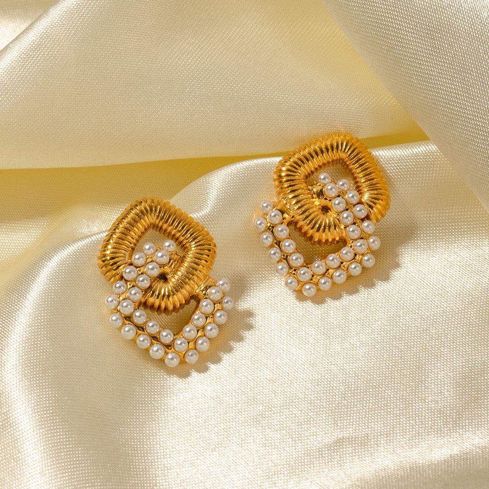 Regal Pearl Knot Statement Earrings