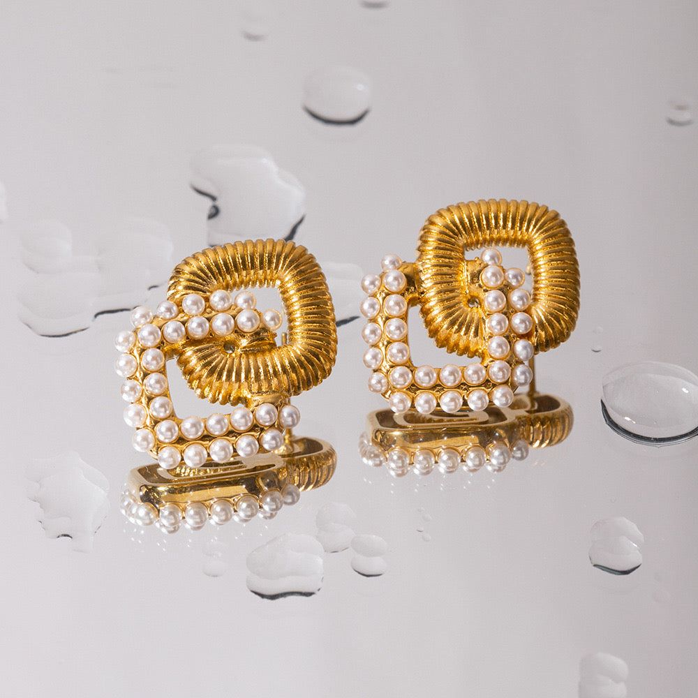 Regal Pearl Knot Statement Earrings