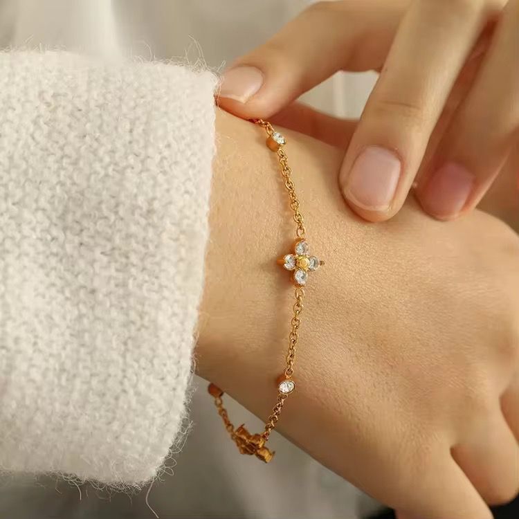Celestia Bloom Dainty Gold Bracelet