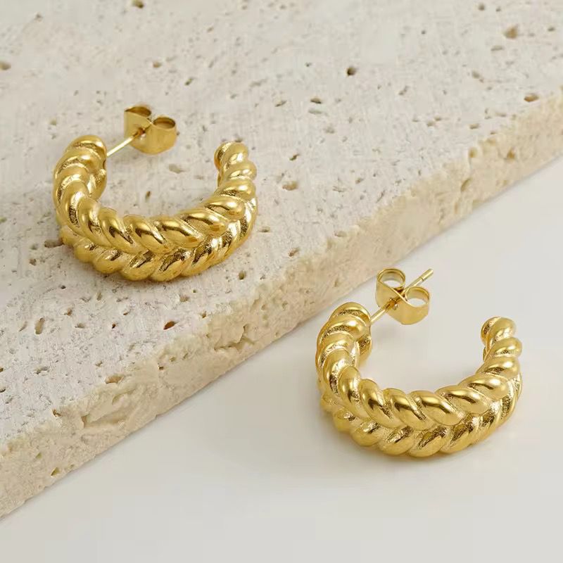 Aurora Twist Bold Gold Hoop Earrings