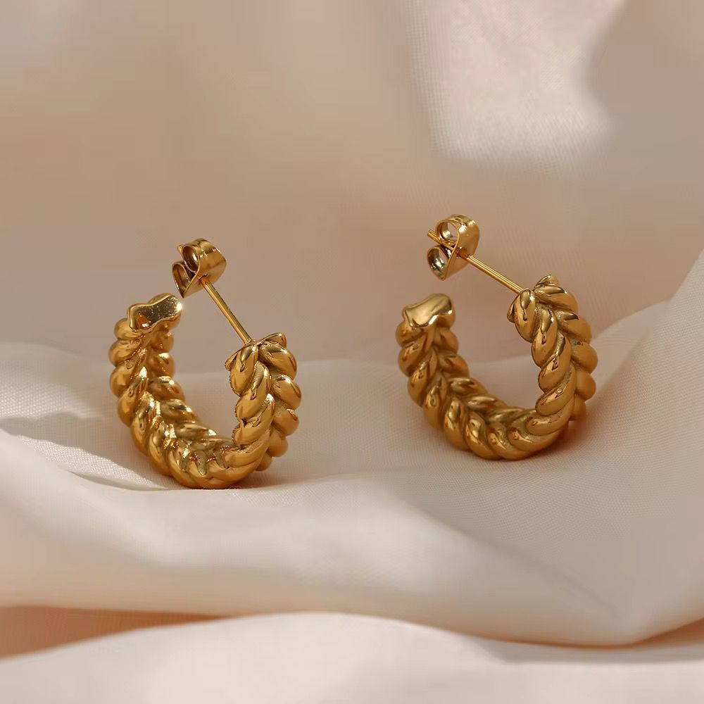 Aurora Twist Bold Gold Hoop Earrings
