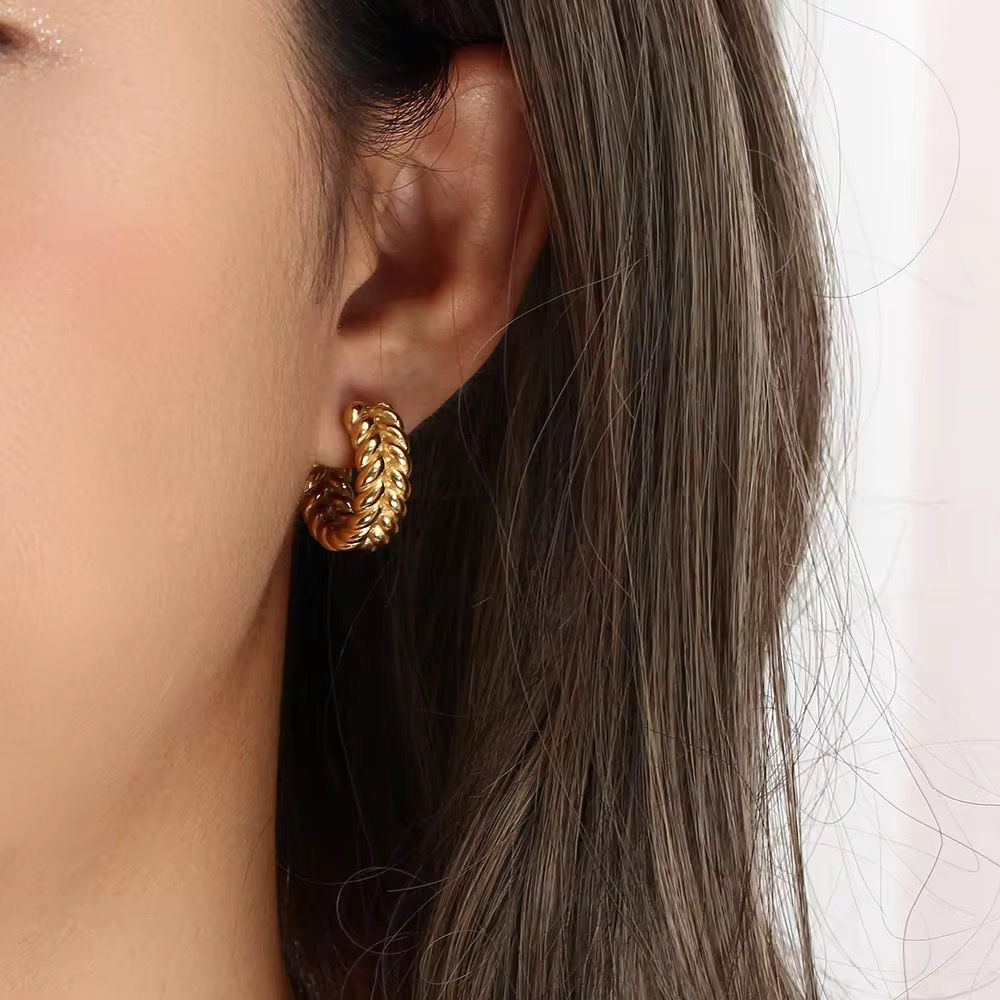 Aurora Twist Bold Gold Hoop Earrings
