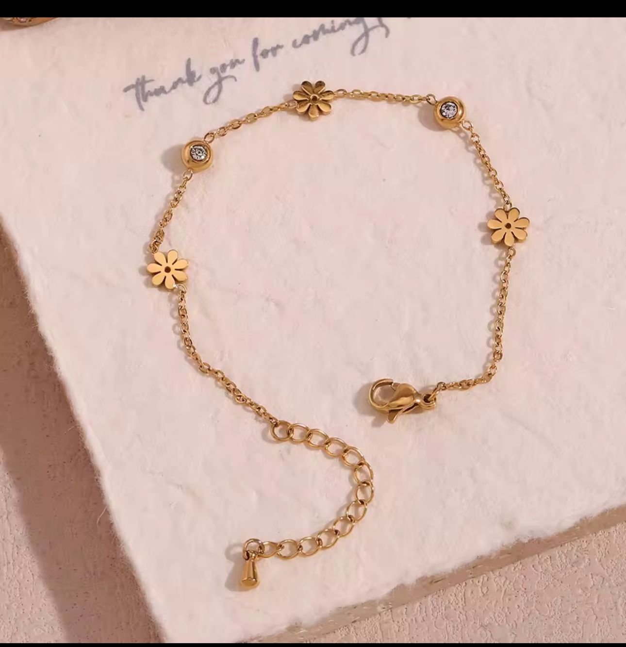 Golden Daisy Charm Bracelet