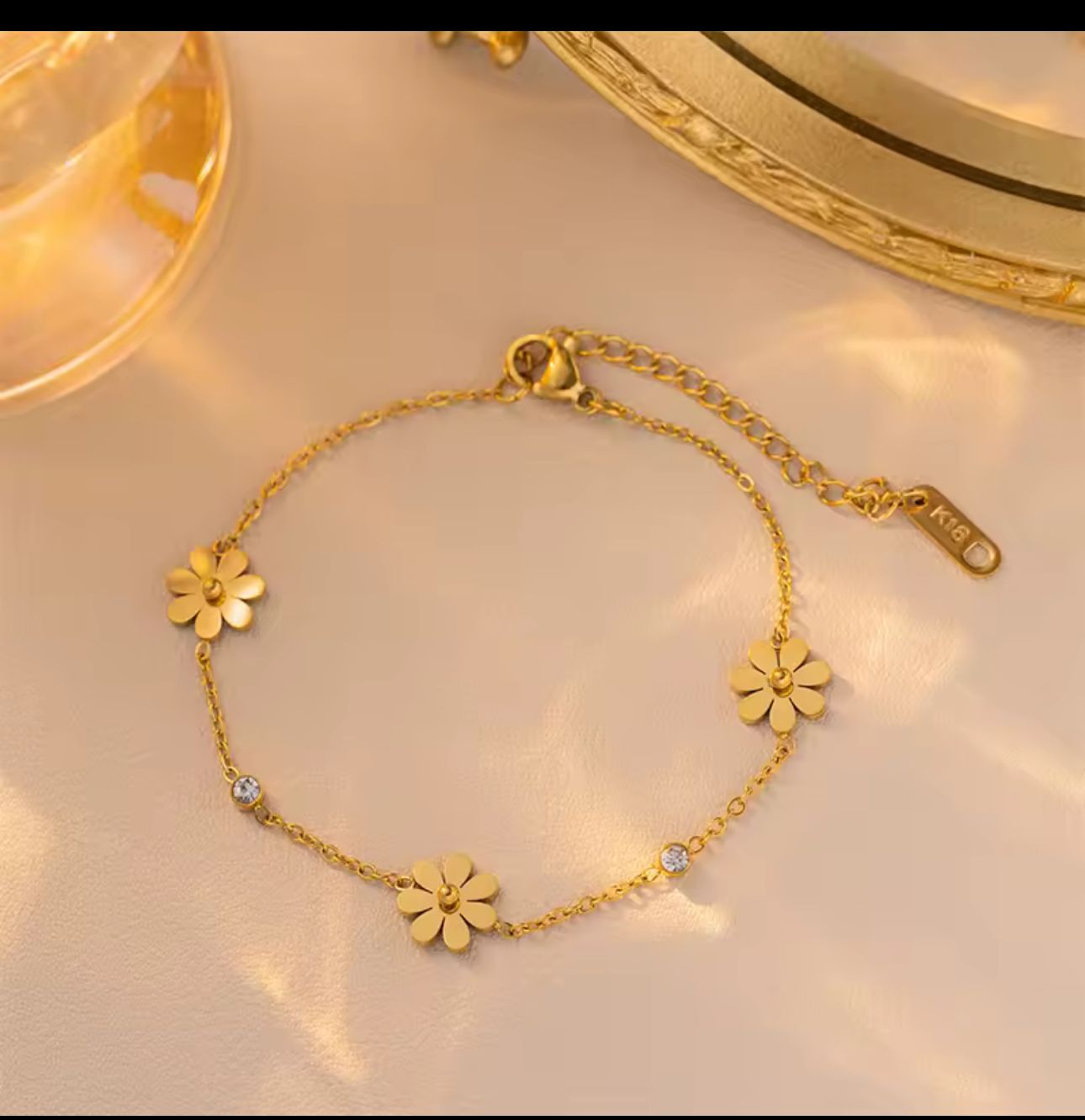 Golden Daisy Charm Bracelet