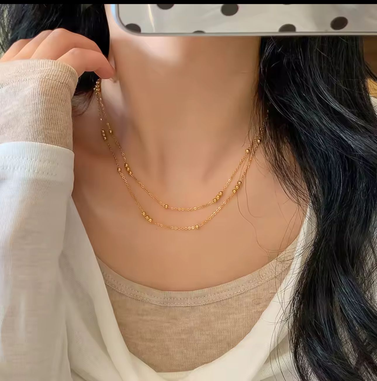 Aurora Drape Gold Beaded Necklace