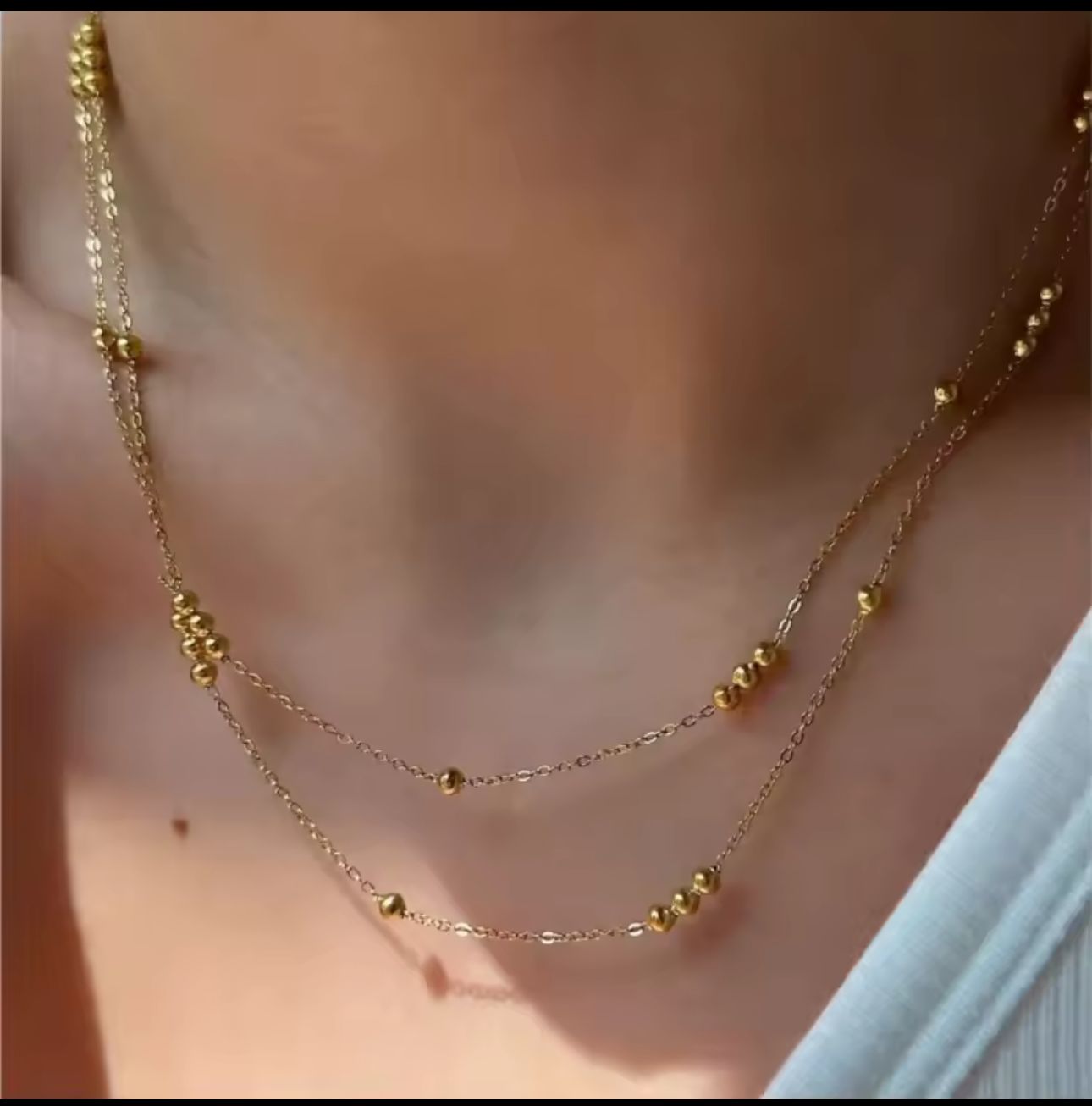 Aurora Drape Gold Beaded Necklace