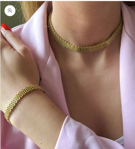 Mesh Chain Choker & Bracelet Set
