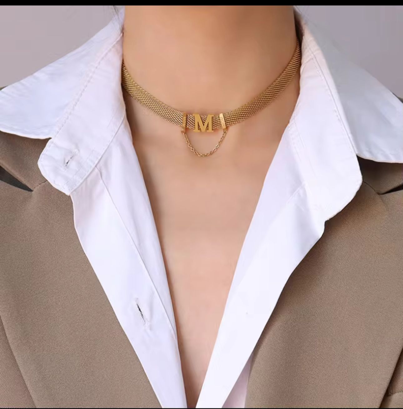 Monogram Mesh ‘M’ Choker Necklace