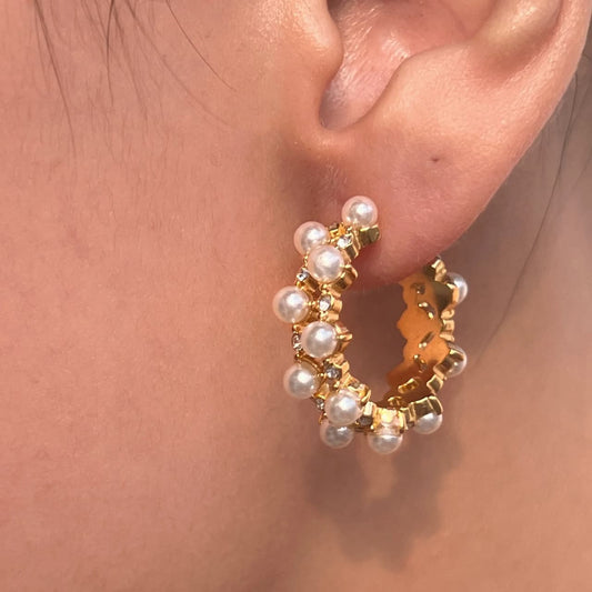 Pearl Bloom Hoops