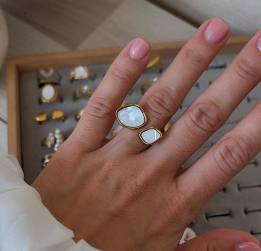 "Luna Duo" Mother-of-Pearl Statement Ring