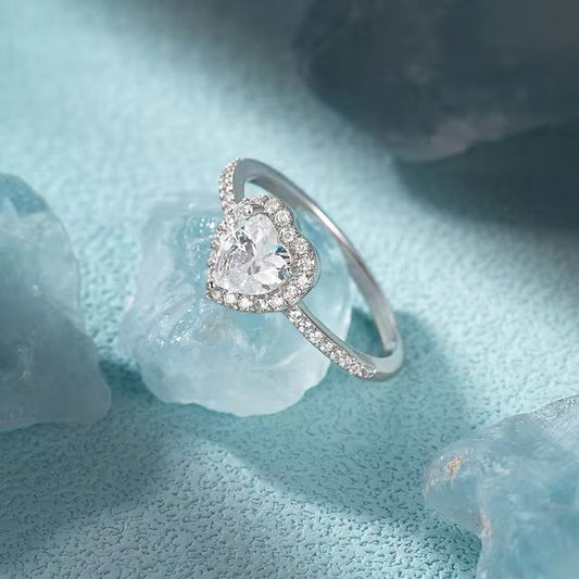 Radiant Heart Halo Moissanite Ring