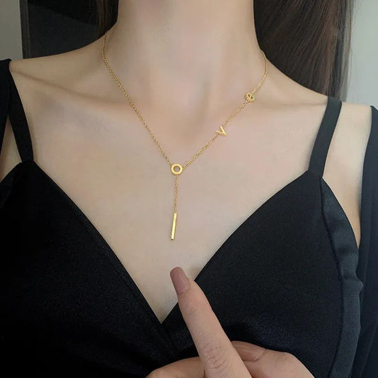 Golden Love Drop Necklace