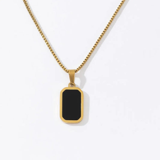 Black Stone Pendant Necklace
