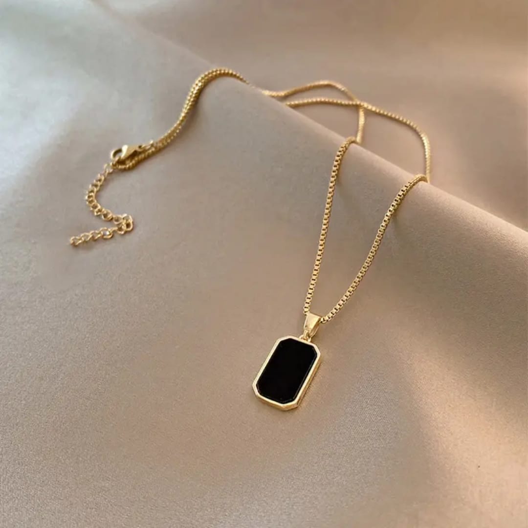 Black Stone Pendant Necklace