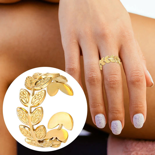 Golden Leaf Adjustable Ring