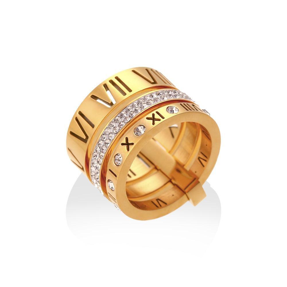 Roman Empire Luxe Spinner Ring Set – 3-in-1 Timeless Elegance