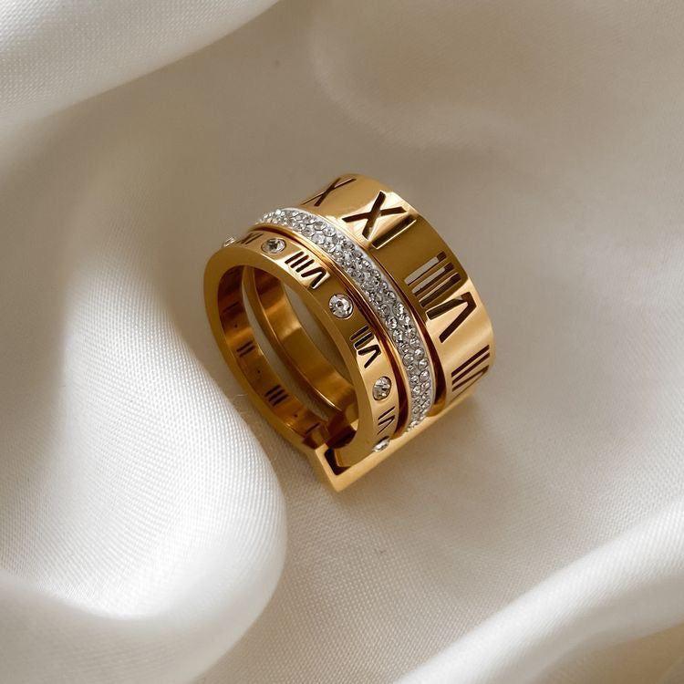 Roman Empire Luxe Spinner Ring Set – 3-in-1 Timeless Elegance
