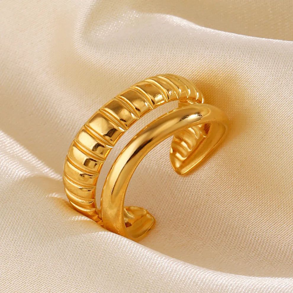 Aurora Dual-Band Gold Statement Ring
