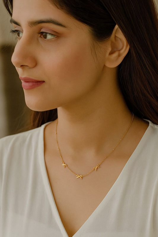 Golden Grace Ribbon Charm Necklace