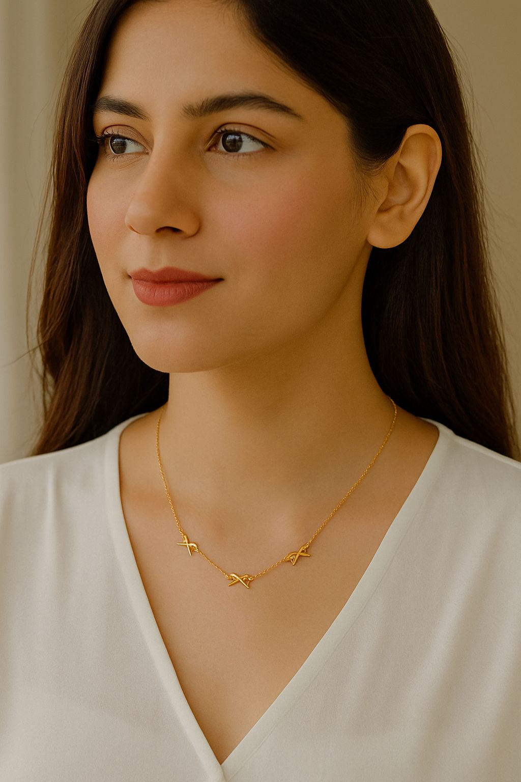 Golden Grace Ribbon Charm Necklace