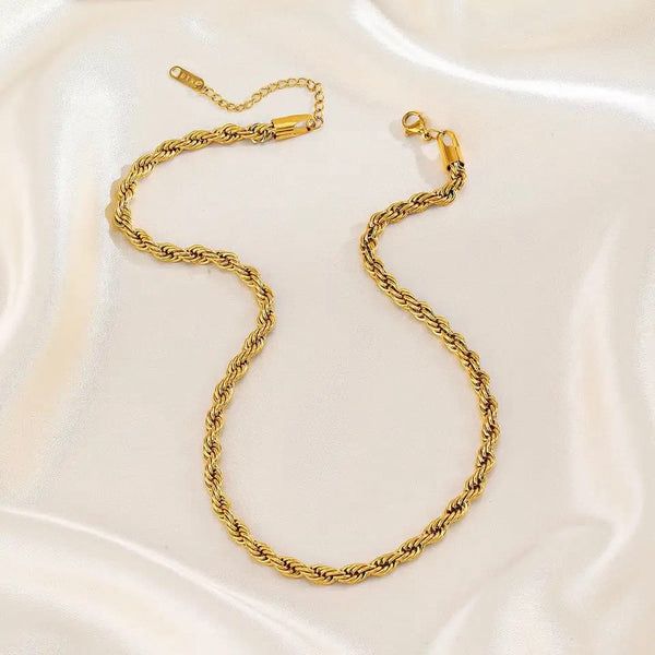 Luxe Twisted Gold Rope Chain Necklace