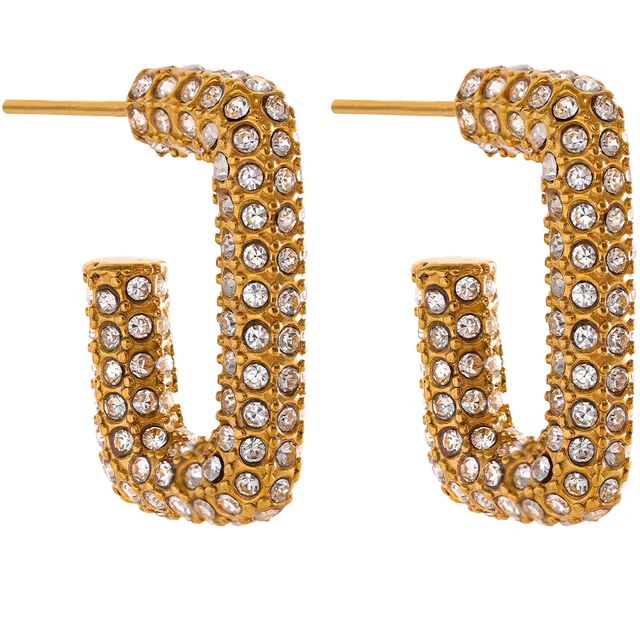Golden Luxe Pave Hoop Earrings