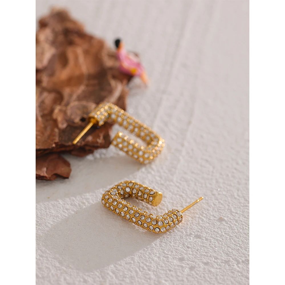 Golden Luxe Pave Hoop Earrings