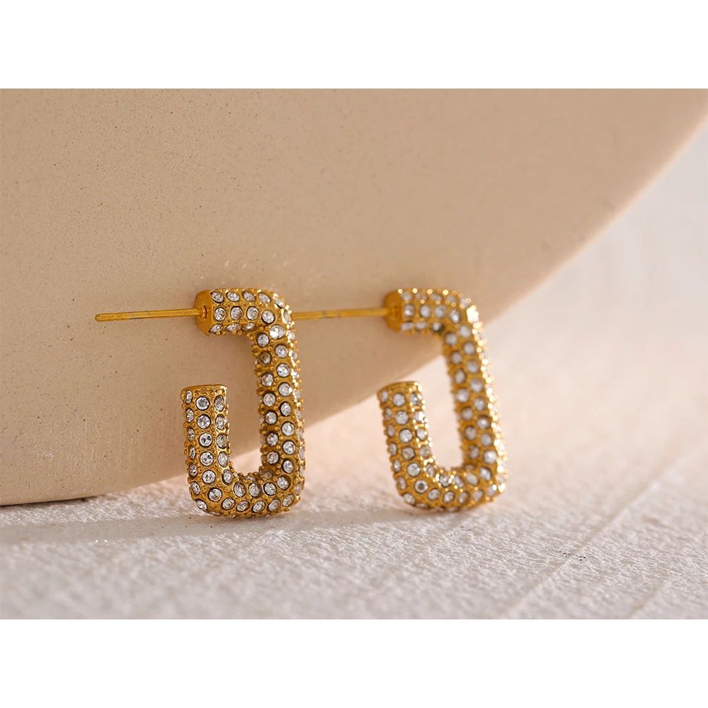 Golden Luxe Pave Hoop Earrings