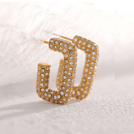 Golden Luxe Pave Hoop Earrings