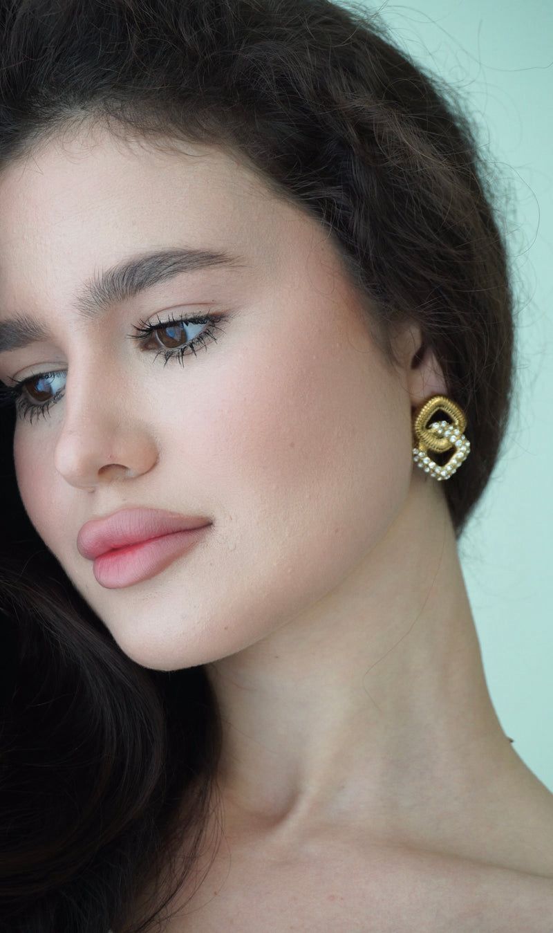Regal Pearl Knot Statement Earrings