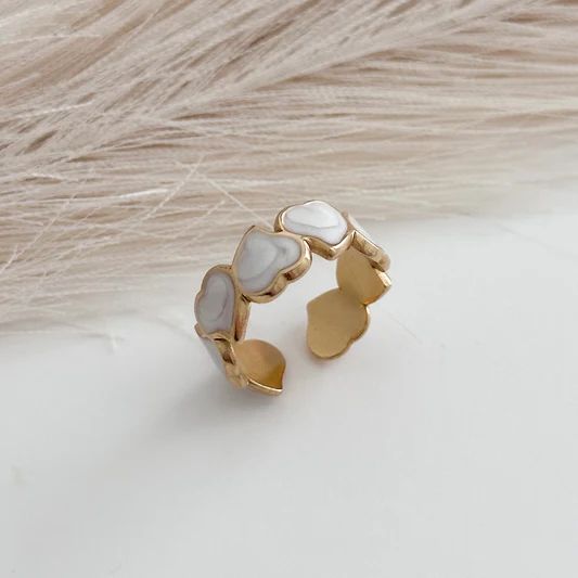 Ivory Heartbeat Adjustable Ring
