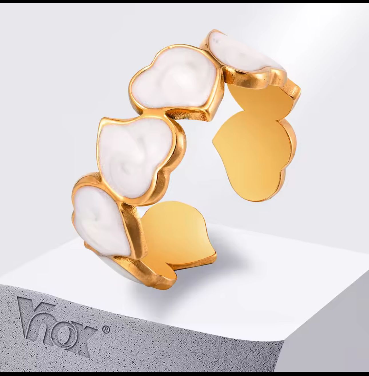 Ivory Heartbeat Adjustable Ring