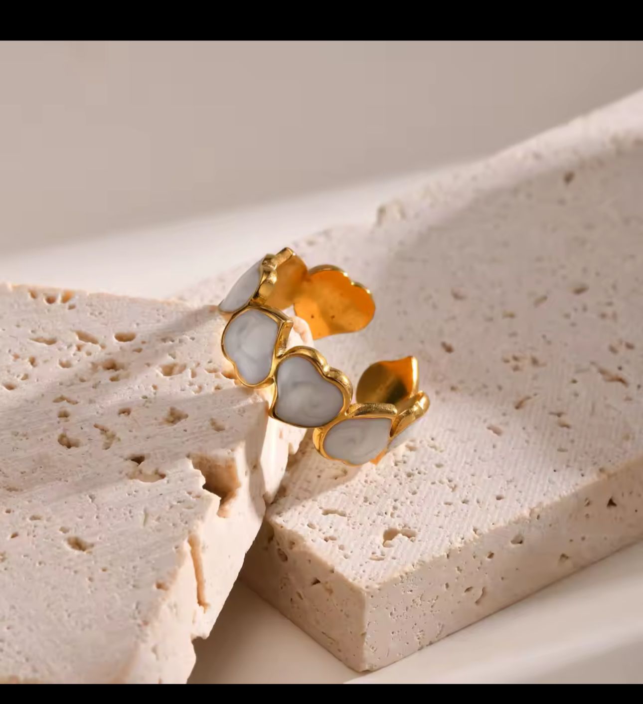 Ivory Heartbeat Adjustable Ring