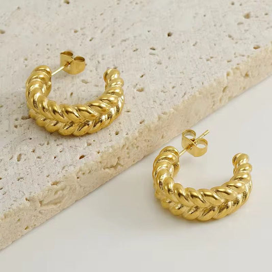 Aurora Twist Bold Gold Hoop Earrings