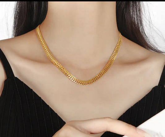 Golden Luxe Flat Chain Necklace