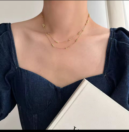 Aurora Drape Gold Beaded Necklace