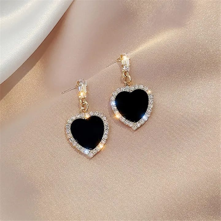 Noir Elegance Round Drop Earrings